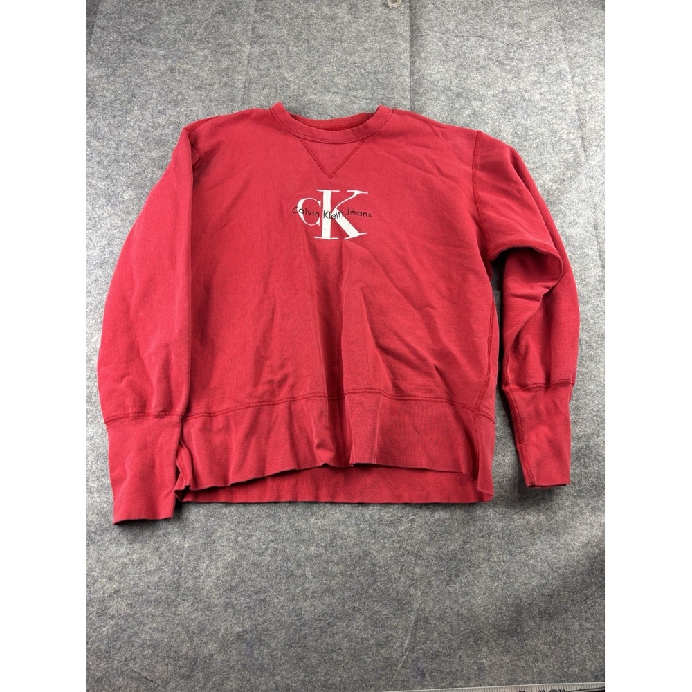 VTG 00s CK Calvin‎ Klein Sweatshirt Adult L Red Crewneck Sweatshirt Pullover USA